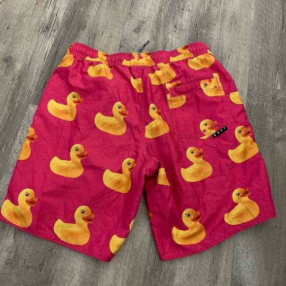 Neff Shorts Mens Medium Rubber Ducky Blue Drawstring Elastic Waist Pockets - Picture 3 of 6